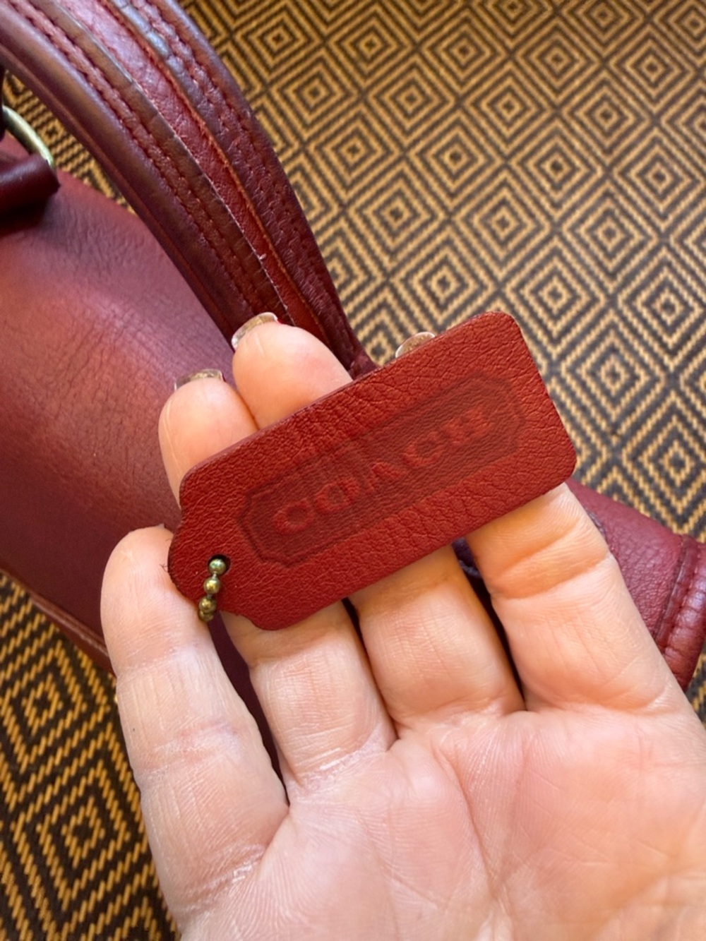 Vintage Coach Station Bag BORDEAUX (red/burgundy) with brass 5130 - Picture 12 of 17